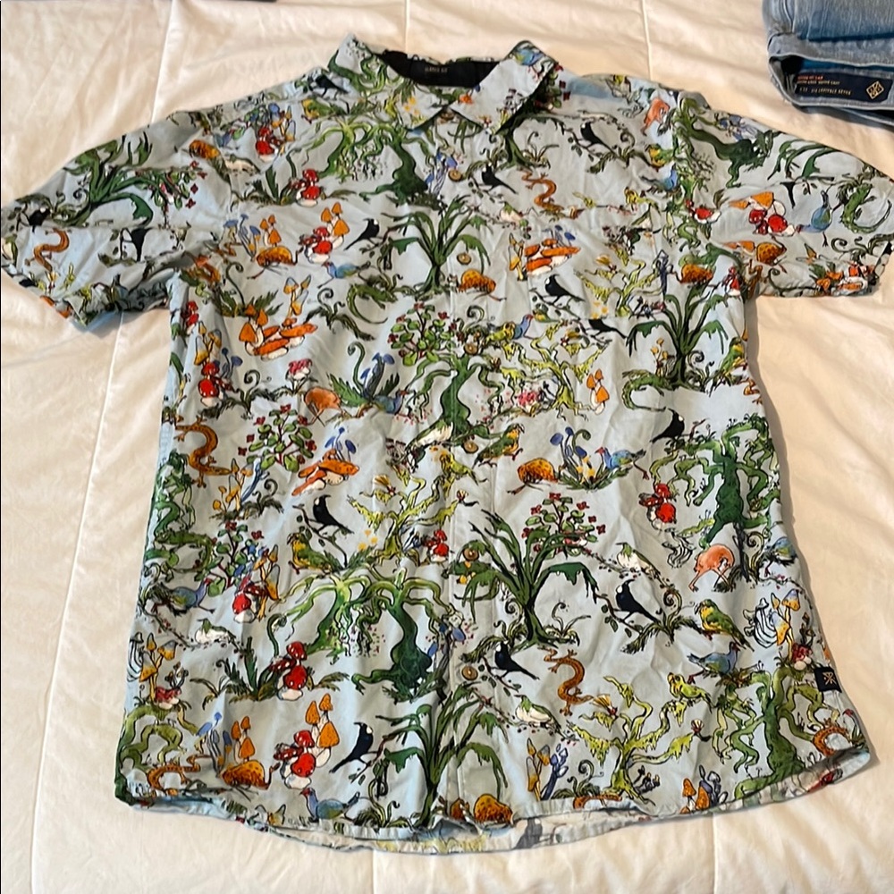 Roark Green and Red Casual Button Down Shirt